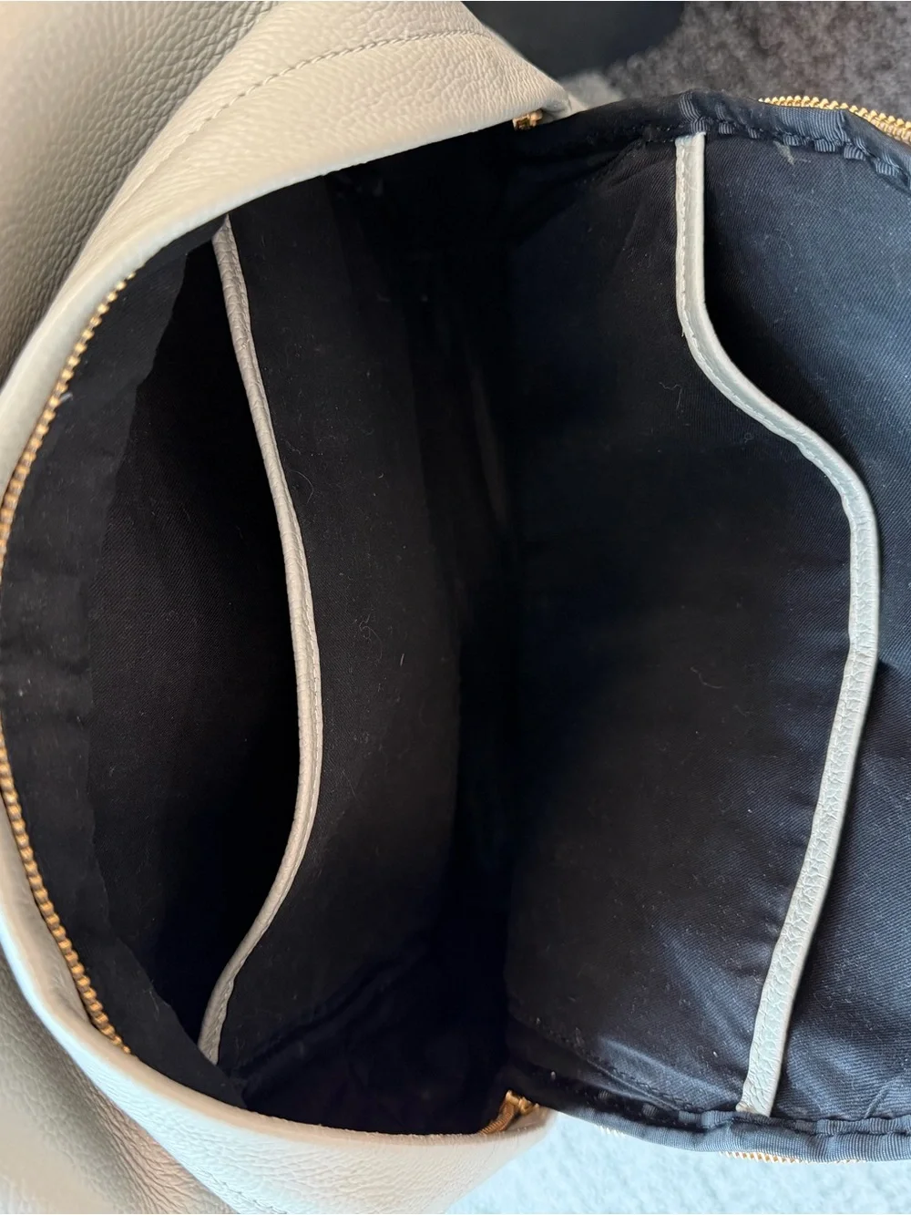 Light Gray Pleather Backpack - Minimal Women's Bag